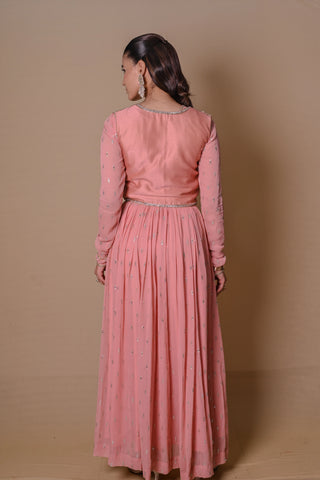 Peach Anarkali & Jacket set
