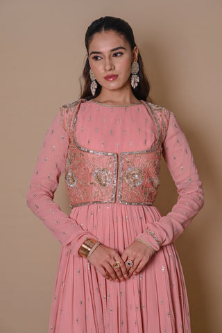 Peach Anarkali & Jacket set