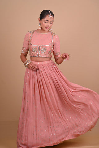 Peach lehenga & jacket set