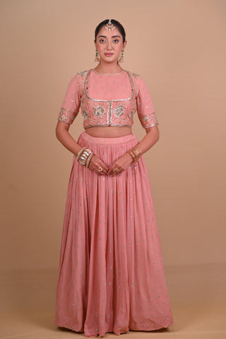 Peach lehenga & jacket set
