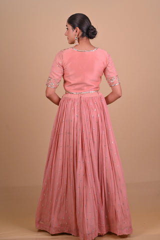 Peach lehenga & jacket set