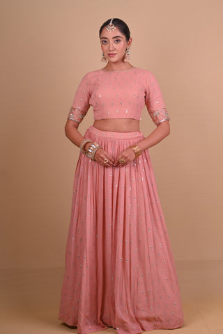 Peach lehenga & jacket set