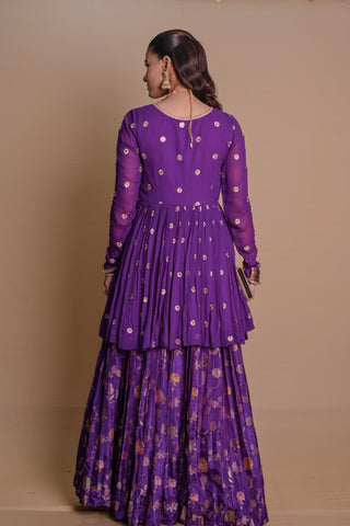 Purple floral lehenga & jacket set