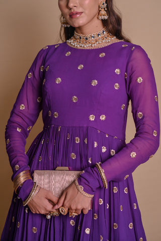 Purple floral lehenga & jacket set