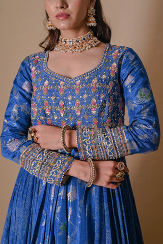 Floral Cerulean Blue Lehenga Set
