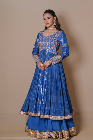 Floral Cerulean Blue Lehenga Set