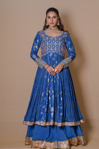 Floral Cerulean Blue Lehenga Set