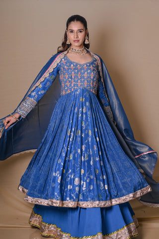 Floral Cerulean Blue Lehenga Set