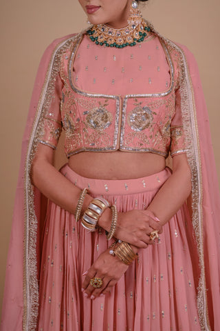 Peach lehenga & jacket set