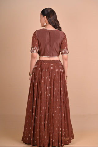 Mocha Brown Lehenga & Jacket Set