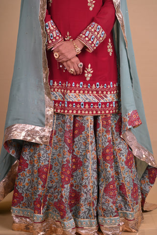 Maroon Begum lehenga set
