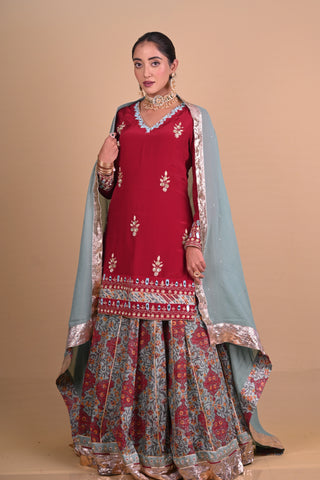 Maroon Begum lehenga set
