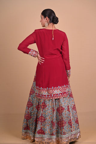Maroon Begum lehenga set