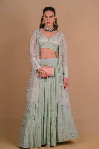 Mint Green Lehenga & jacket set
