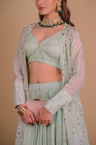 Mint Green Lehenga & jacket set