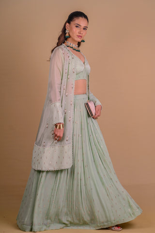 Mint Green Lehenga & jacket set