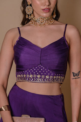 Purple bell sleeves jacket & pencil skirt set