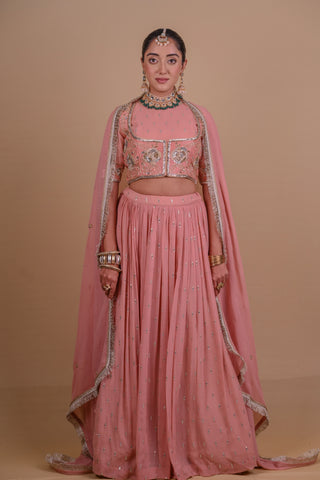 Peach lehenga & jacket set