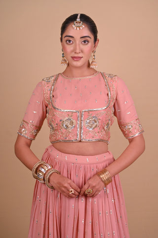 Peach lehenga & jacket set