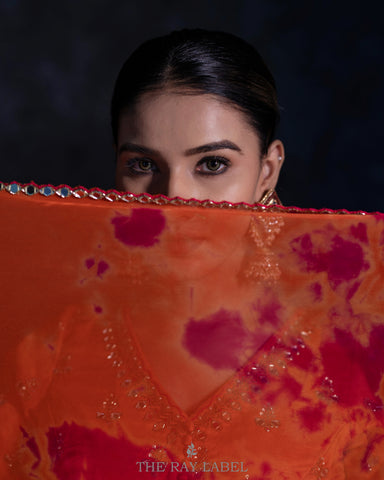 PHOOL - Tie-dyed silk lehenga peplum set
