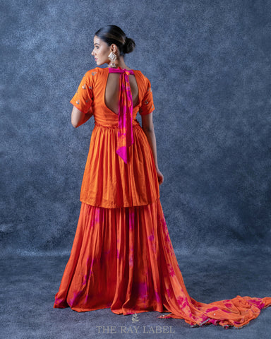 PHOOL - Tie-dyed silk lehenga peplum set