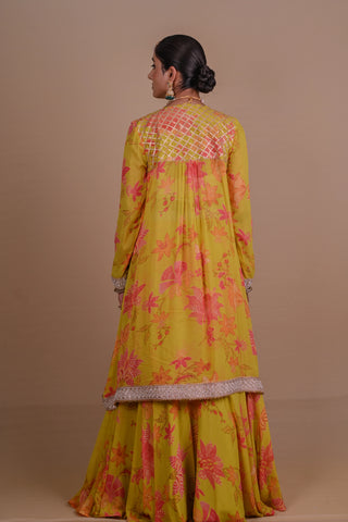 Floral yellow lehenga & jacket set