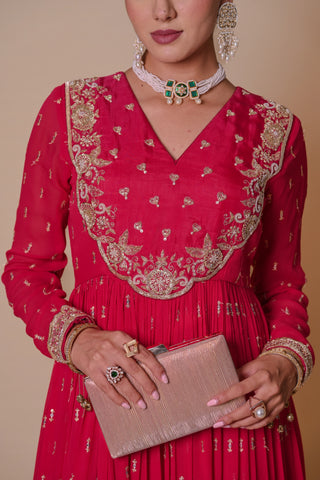 Red Anarkali set