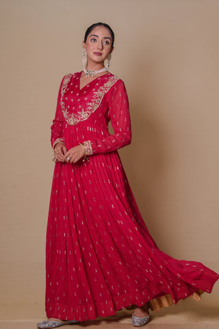 Red Anarkali set