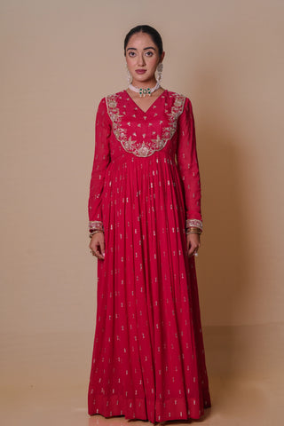 Red Anarkali set