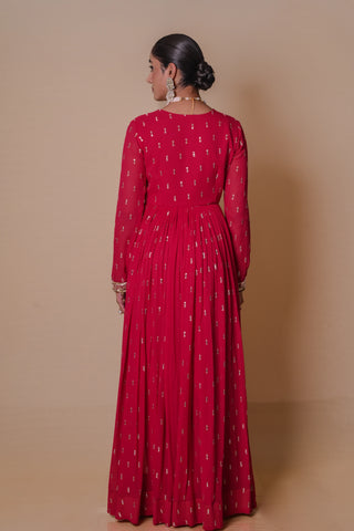 Red Anarkali set
