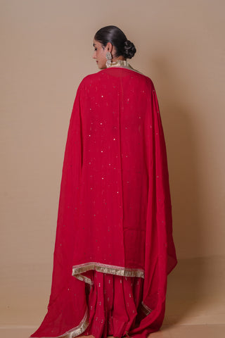 Red Anarkali set