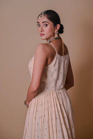 Ivory white Anarkali & Jacket set