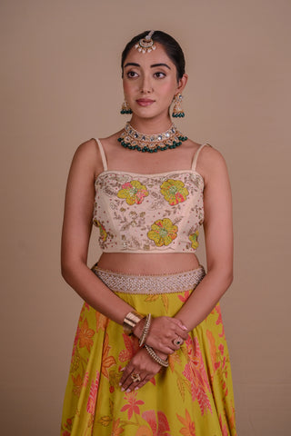 Floral yellow lehenga & jacket set